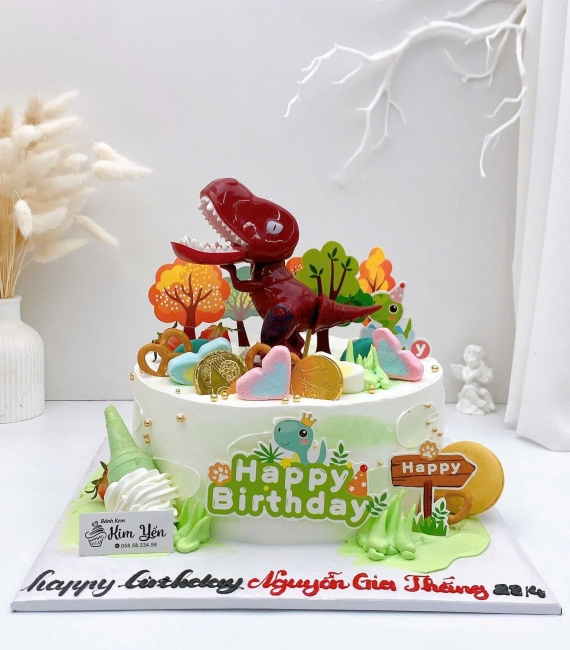 Bánh kem dành cho bé trai hình khủng long làm theo yêu cầu