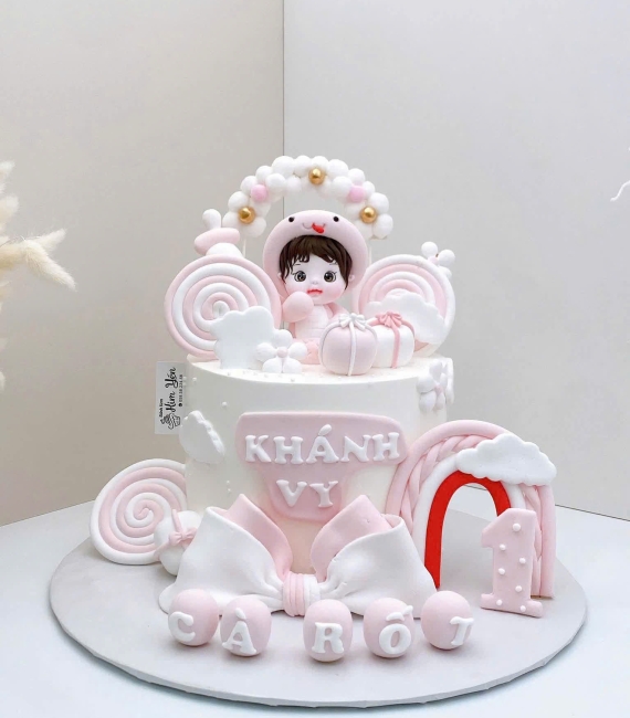 Bánh kem xinh dành cho bé gái đầy tháng hot 2026