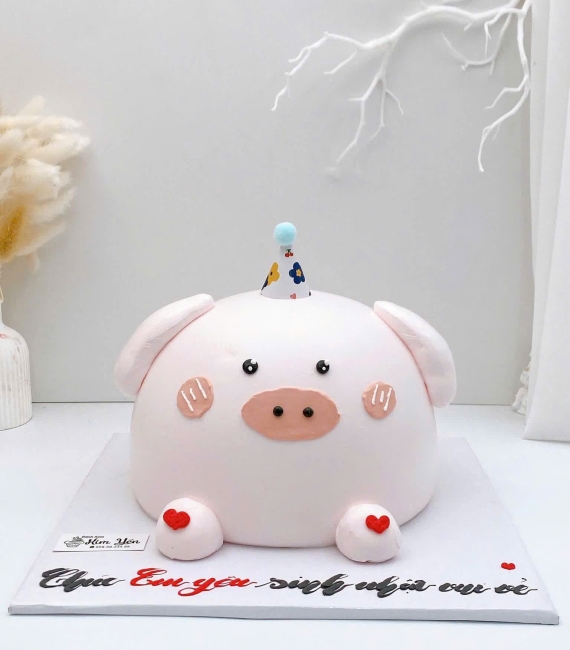 Bánh kem tạo hình chú heo hồng xinh 