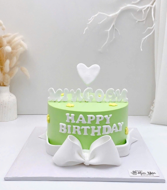 Bánh kem tặng nữ tone xanh tặng nữ 22 tuổi 