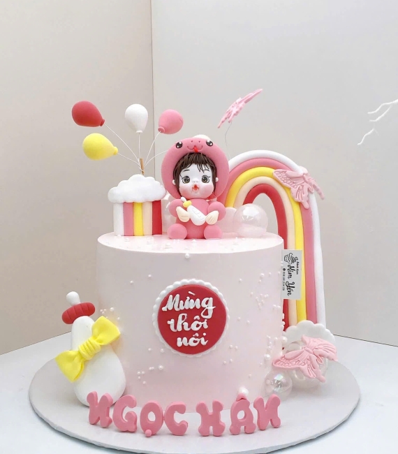Bánh kem xinh dành cho bé gái đầy tháng hot 2026 tuổi tỵ