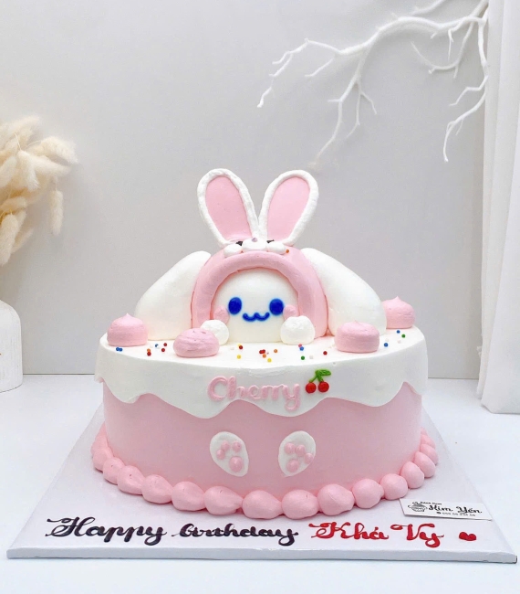 Bánh kem cho bé gái tone hồng 