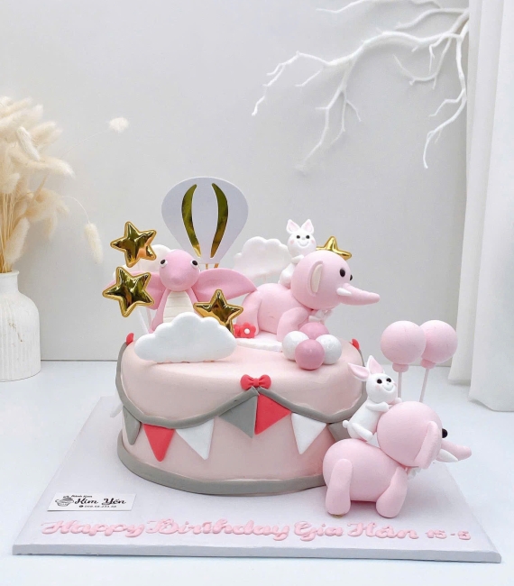 Bánh Kem bánh thôi nôi cho bé gái yêu thích tone hồng 