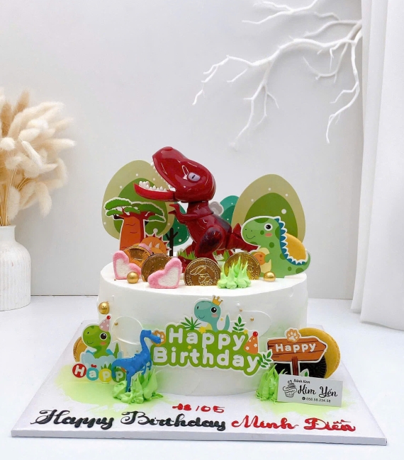 Bánh kem tặng dành cho bé trai yêu thích khủng long 