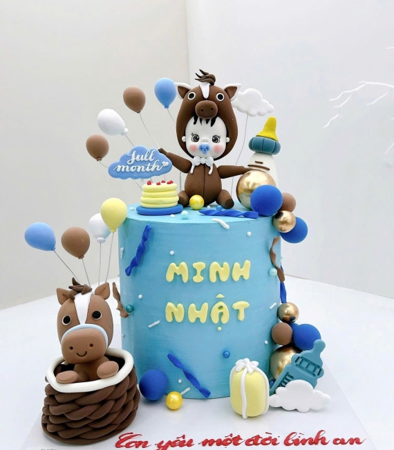 Bánh Kem đầy tháng tuổi ngọ dành cho bé trai 