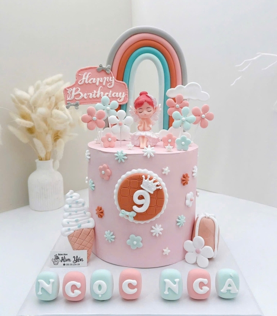 Bánh kem tạo hình dành cho bé gái lên 9 tuổi-mẫu cao cấp 