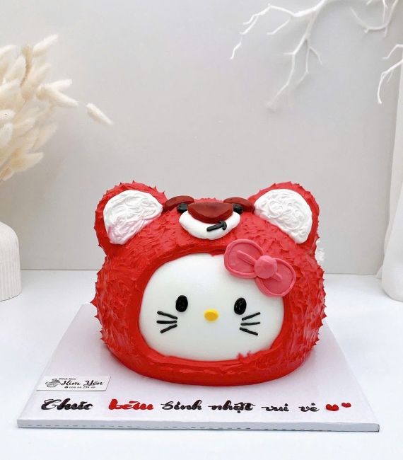 Bánh kem hello kitty tone đỏ 