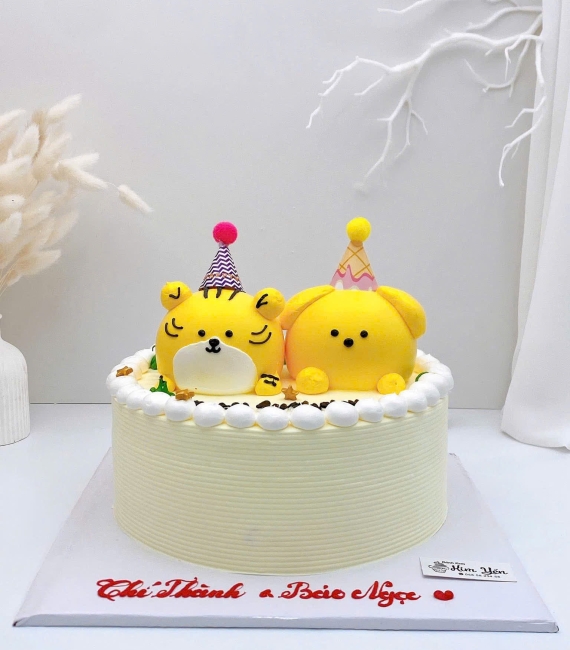 Bánh Kem Hàn Quốc tone vàng dành cho cặp đôi