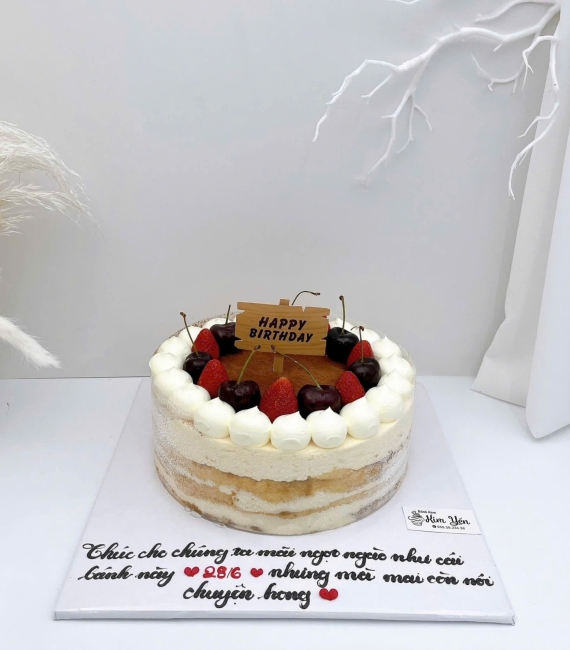 Bánh kem trái cây mix dâu cherry theo yêu cầu hot 