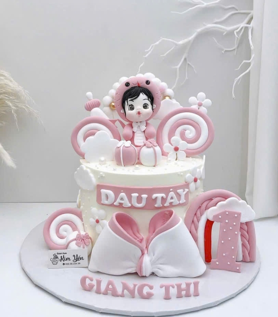 Bánh Kem thôi nôi dành cho bé tone hồng siêu hot 