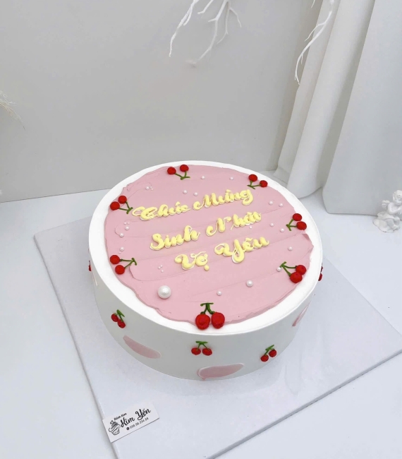 Bánh kem tone hồng tặng vợ yêu hot 