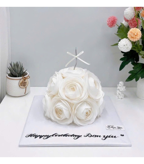 Bánh kem giấy gạo tone trắng hot hiện tại 