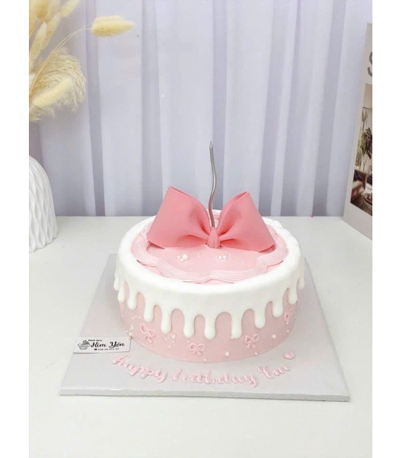 Bánh kem đẹp cho nữ 21 tuổi hot yêu thích nơ hồng 