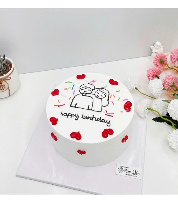 Bánh kem hàn quốc vẻ hình chibi cặp đôi đáng yêu 