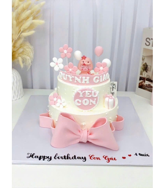 Bánh kem thôi nôi 2 tầng dành cho bé gái 