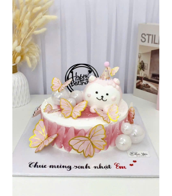 Bánh sinh nhật bé gái xinh ngọt ngào tone hồng 