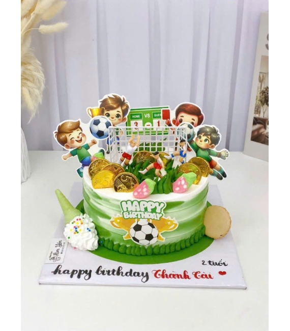 Bánh kem dành cho bé trai yêu thích bóng đá lên 7 tuổi 