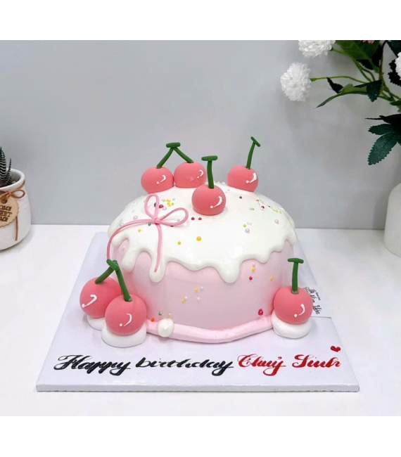 Bánh sinh nhật dành cho bé gái yêu thích tone hồng 