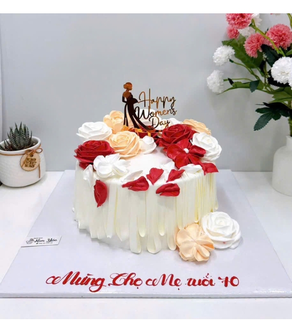 Bánh kem hoa hồng mừng thọ mẹ 