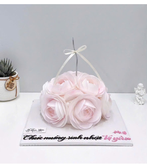 Mẫu bánh giấy gạo tặng vợ yêu tone hồng 