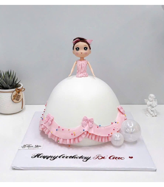 Mẫu Bánh sinh nhật bé gái váy chảy kem công chúa 