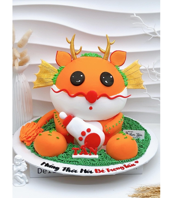 Bánh fondant thôi nôi chủ đề khủng long