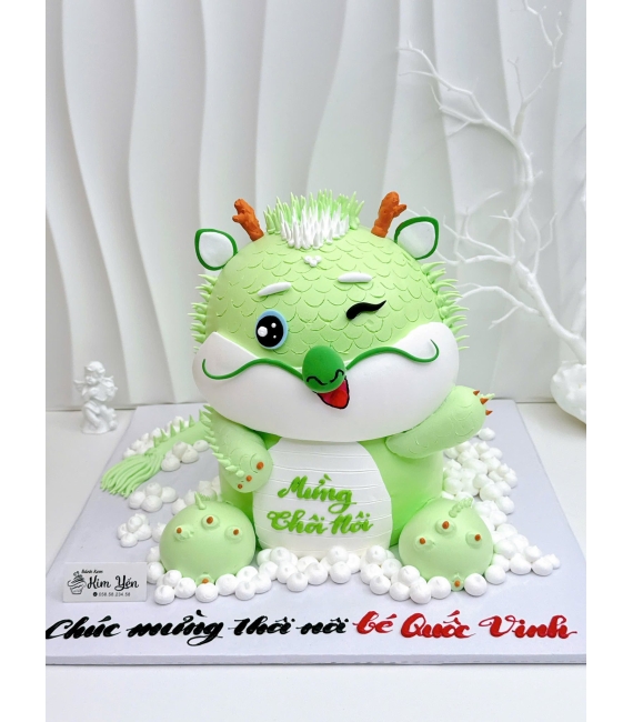 Bánh fondant thôi nôi chủ đề rồng đáng yêu