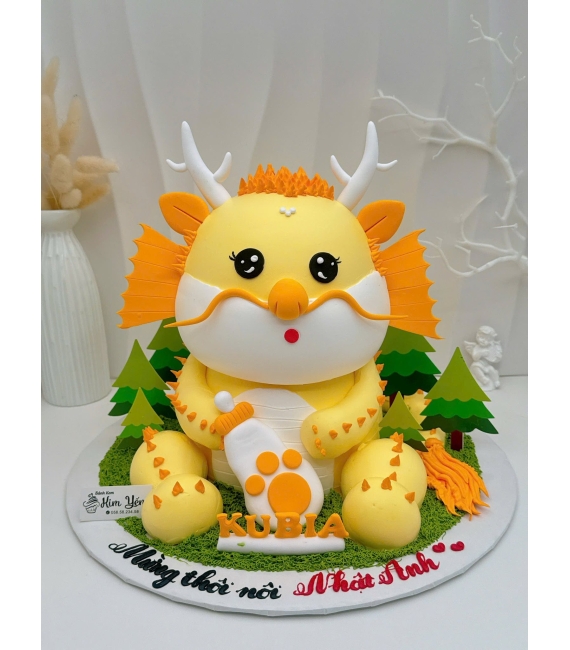 Bánh fondant thôi nôi chủ đề khủng long