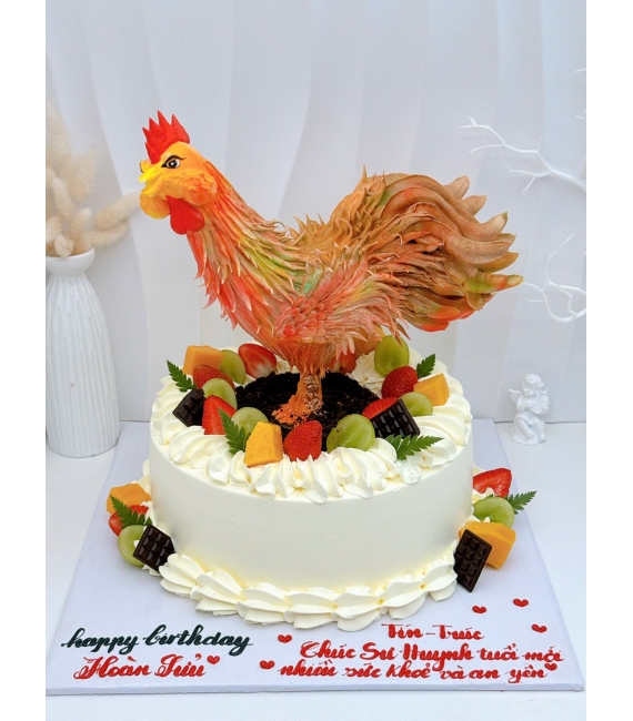  Bánh kem làm theo yêu cầu tạo hình con gà kèm bánh kem