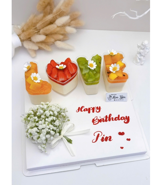 Set Panacotta Trái Cây Nhiệt Đới sếp hình chữ Love