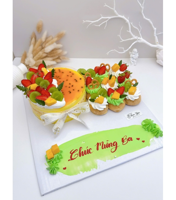 Set bánh su kem Singapore kèm bánh panacotta
