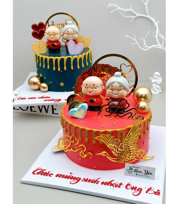 Bánh kem mừng thọ dành tặng ông bà mẫu đẹp 2025