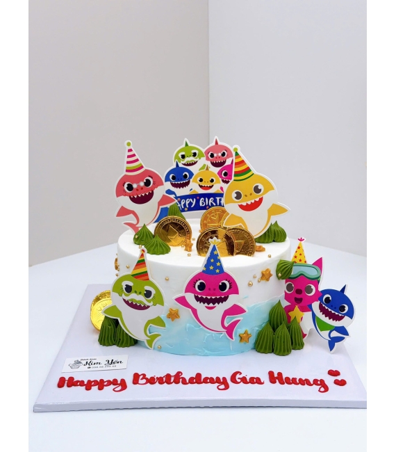 Bánh kem dành cho bé trai mê baby shark