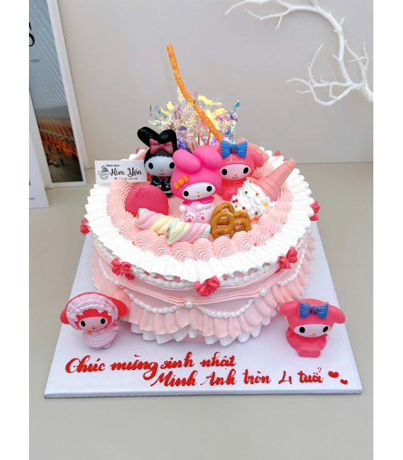 Bánh kem dành cho bé gái Kô rô mi tone hồng