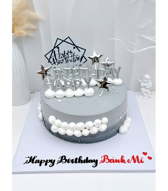 Bánh kem chúc mừng chồng tone xám chuột
