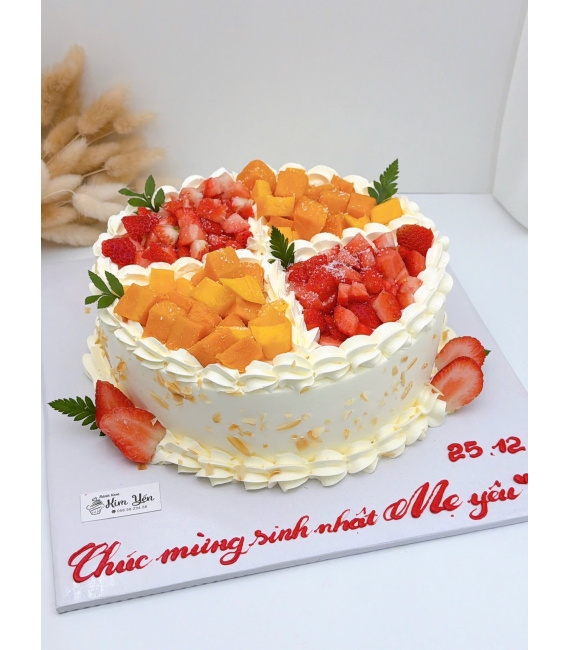 Bánh kem bắp mix 2 vị xoài và dâu tây