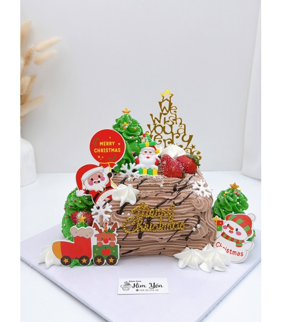 Bánh kem giáng sinh khúc gỗ thông noel