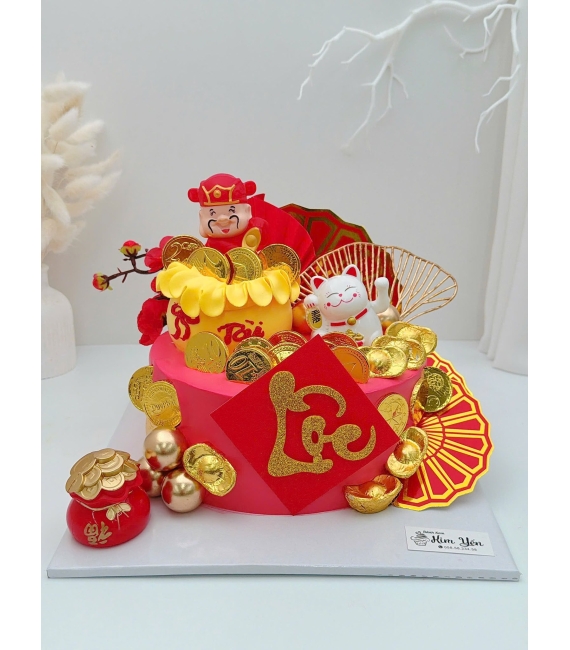 Bánh kem khai trương mẫu tone đỏ làm theo yêu cầu