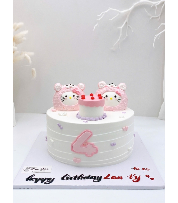 Bánh kem style Hàn Quốc tone hồng lên 4 tuổi