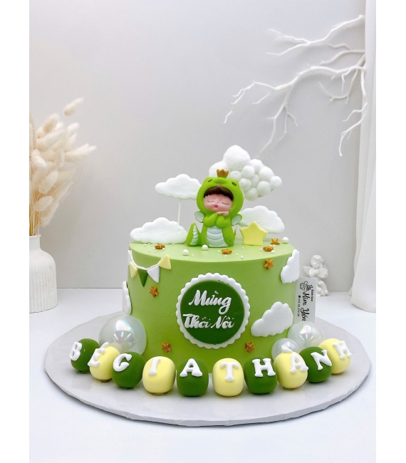 Tổng hợp mẫu bánh kem đẹp 2026 tặng cho bé trai tone xanh cây