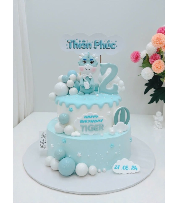 Bánh kem dành cho bé trai 2 tầng lên 2 tuổi 