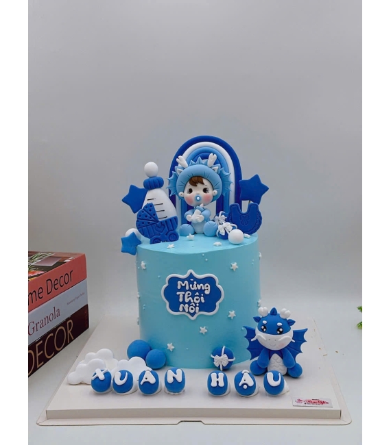 Bánh Kem Thôi Nôi Chú Rồng Xanh Dương mừng bé 1 tuổi -giao bánh kem ngon cao lãnh