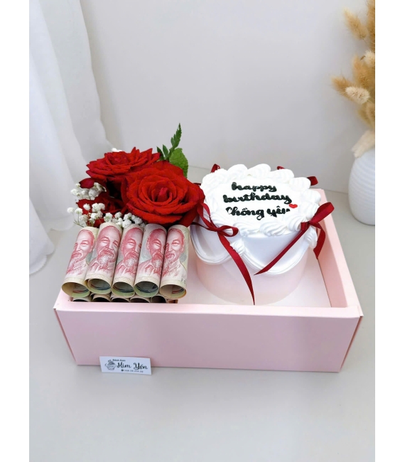Sét bánh và hoa tặng mẹ ,người yêu 20/10 tone đỏ 