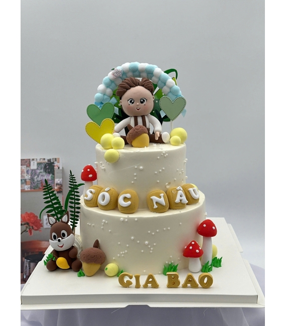 Bánh fondant thôi nôi chủ đề cậu bé 