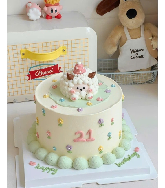  Bánh sinh nhật tone xanh cây pastel