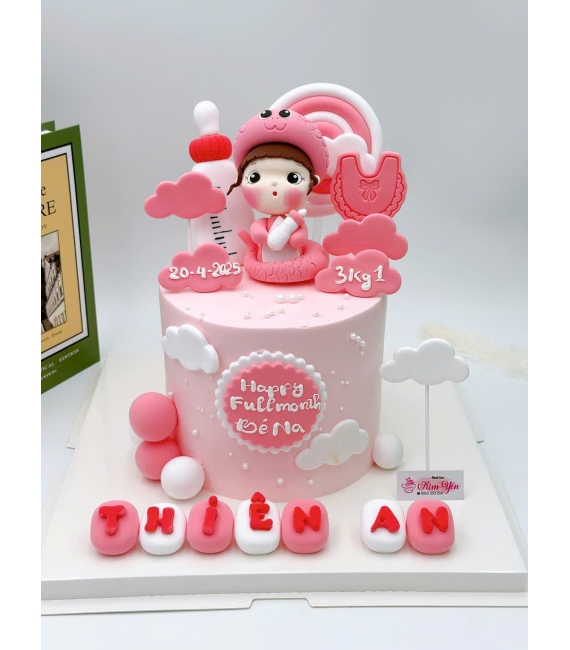 Bánh fondant thôi nôi dành cho bé gái 
