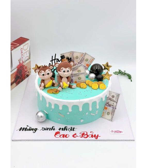 Mẫu bánh chú khỉ tạo hình dành cho bé trai