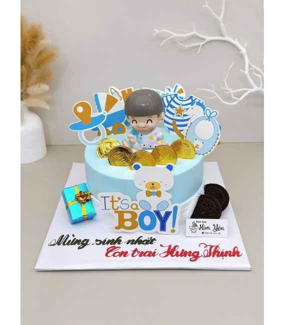 Mẫu  bánh tone xanh dành cho bé 2 tuổi 