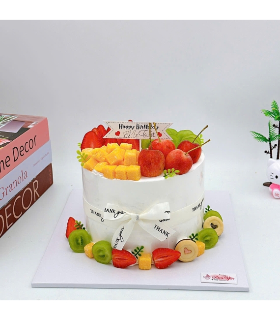 Mẫu bánh kem mừng sinh nhật trái cây 2 tầng