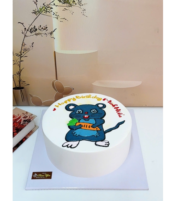 Bánh kem chúc mừng dành cho bé trai vẻ hình chibi con chuột